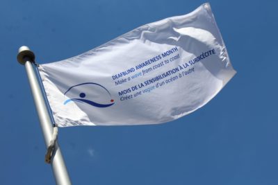 National Deafblind Awareness Flag blows in the wind!